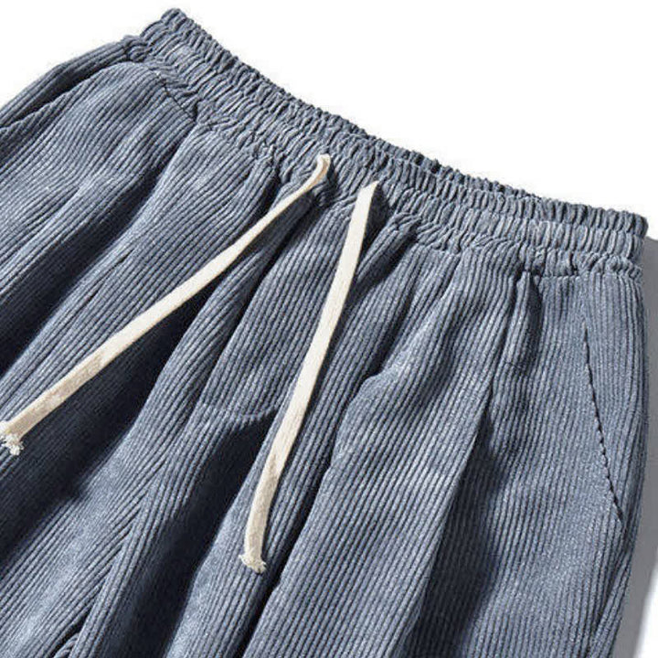 Buddha Stones Fall Winter Retro Casual Drawstring Solid Ankle Pants Corduroy Men's Harem Pants With Pocket - image 6