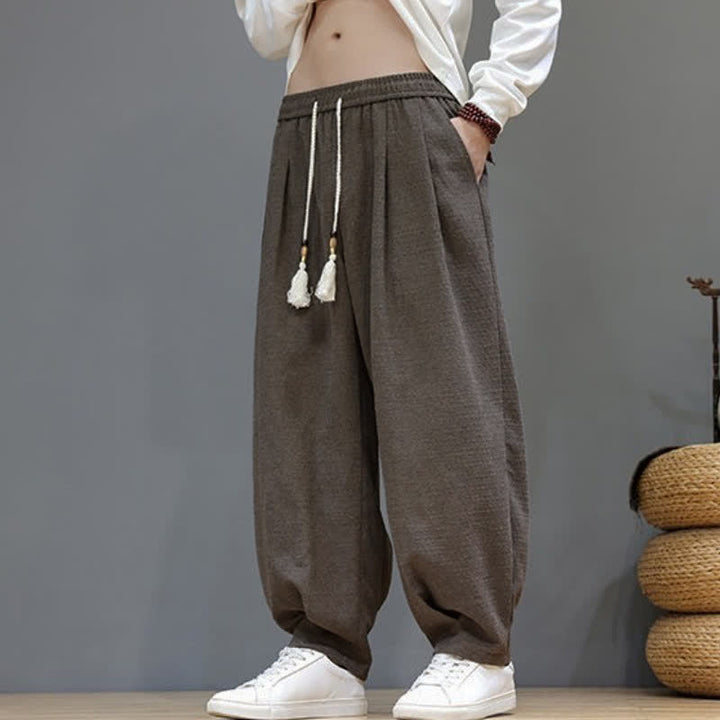 Buddha Stones Spring Fall Casual Drawstring Solid Ankle Pants Men's Tapered Pants With Pockets - image 18
