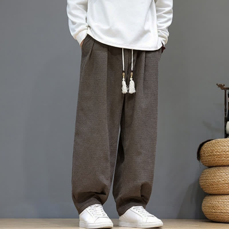 Buddha Stones Spring Fall Casual Drawstring Solid Ankle Pants Men's Tapered Pants With Pockets - image 17