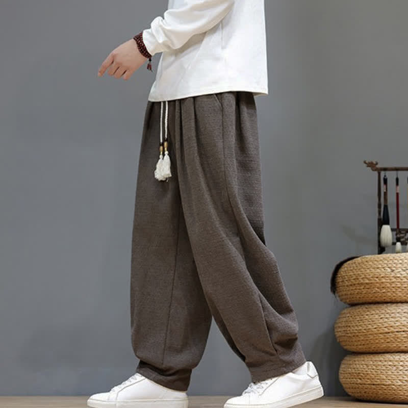 Buddha Stones Spring Fall Casual Drawstring Solid Ankle Pants Men's Tapered Pants With Pockets - image 19