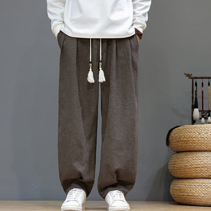 Buddha Stones Spring Fall Casual Drawstring Solid Ankle Pants Men's Tapered Pants With Pockets - image 20