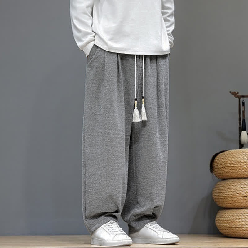 Buddha Stones Spring Fall Casual Drawstring Solid Ankle Pants Men's Tapered Pants With Pockets - image 1