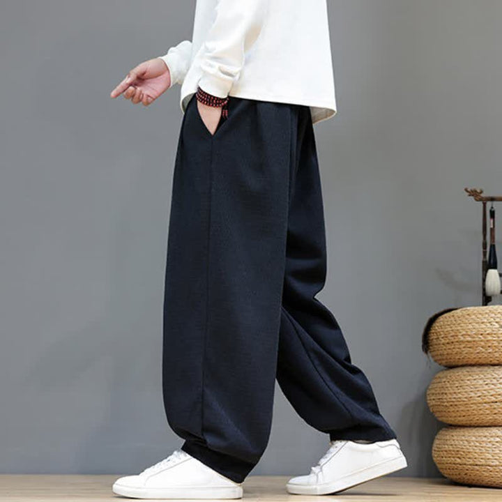 Buddha Stones Spring Fall Casual Drawstring Solid Ankle Pants Men's Tapered Pants With Pockets - image 15