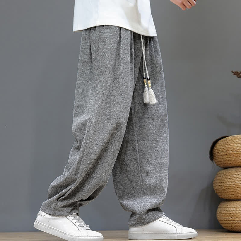 Buddha Stones Spring Fall Casual Drawstring Solid Ankle Pants Men's Tapered Pants With Pockets - image 5