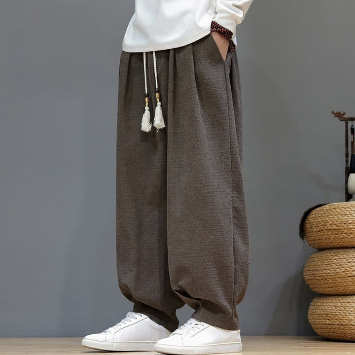 Buddha Stones Spring Fall Casual Drawstring Solid Ankle Pants Men's Tapered Pants With Pockets - image 21