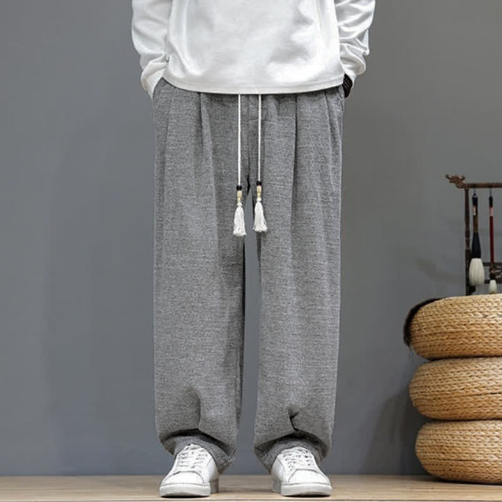 Buddha Stones Spring Fall Casual Drawstring Solid Ankle Pants Men's Tapered Pants With Pockets - image 2