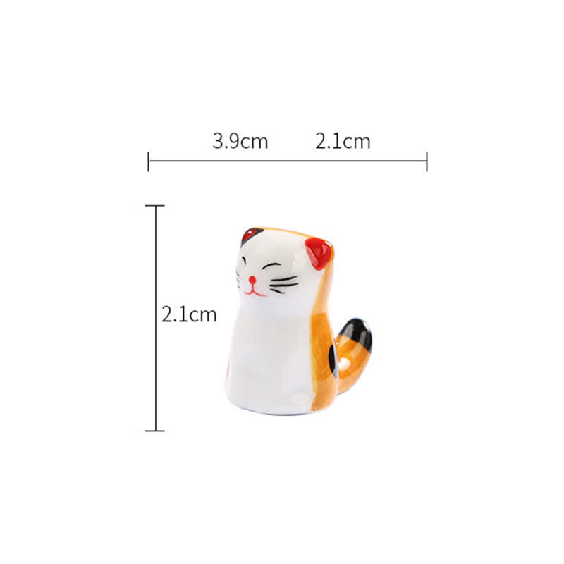 Buddha Stones Ceramic Joyful Cat Style Chopstick Holder - image 8