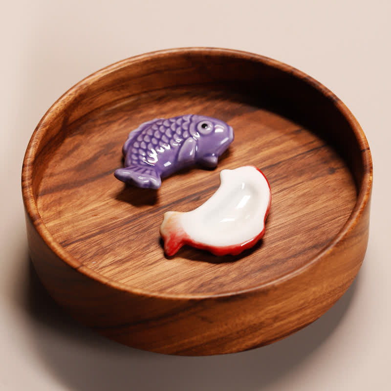 Buddha Stones Hand-Painted Ceramic Mini Koi Fish Wealth Chopstick Holder - image 12