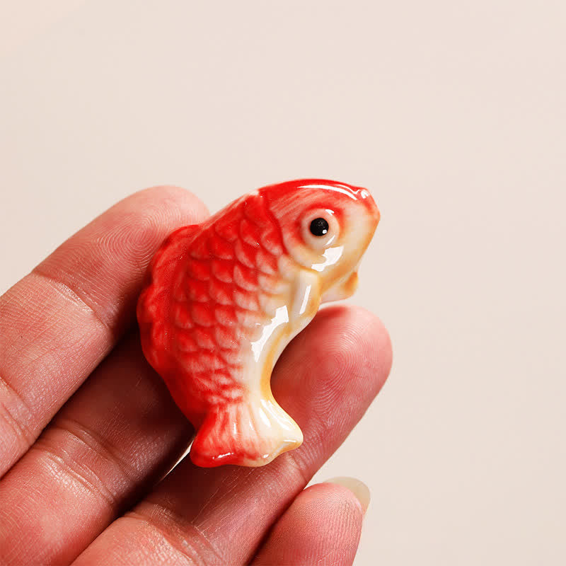 Buddha Stones Hand-Painted Ceramic Mini Koi Fish Wealth Chopstick Holder - image 2