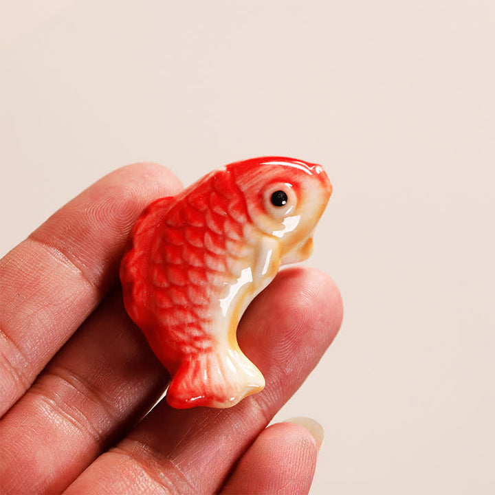 Buddha Stones Hand-Painted Ceramic Mini Koi Fish Wealth Chopstick Holder - image 2