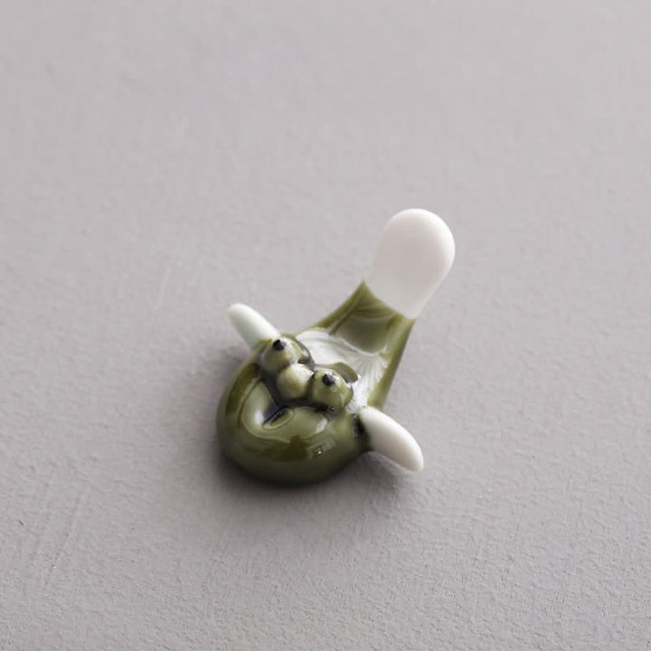 Buddha Stones Blue and White Green Ceramic Fish Chopstick Holder - Clownfish Approx. 5.8 × 4.5 × 3.8 cm - Ceramic - image 14