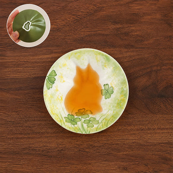 Buddha Stones Hand-Painted Cat Pattern Floral Ceramic Tea Cup 30 ml - Four-Leaf Clover & Spring Fortune - Approx. 30 ml - image 9