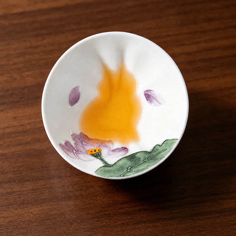 Buddha Stones Hand-Painted Cat Pattern Floral Ceramic Tea Cup 30 ml - Lotus Fragrance - Approx. 30 ml - image 11