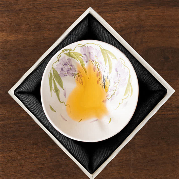 Buddha Stones Hand-Painted Cat Pattern Floral Ceramic Tea Cup 30 ml - Wisteria & Butterflies(Gift Box) - Approx. 30 ml - image 27