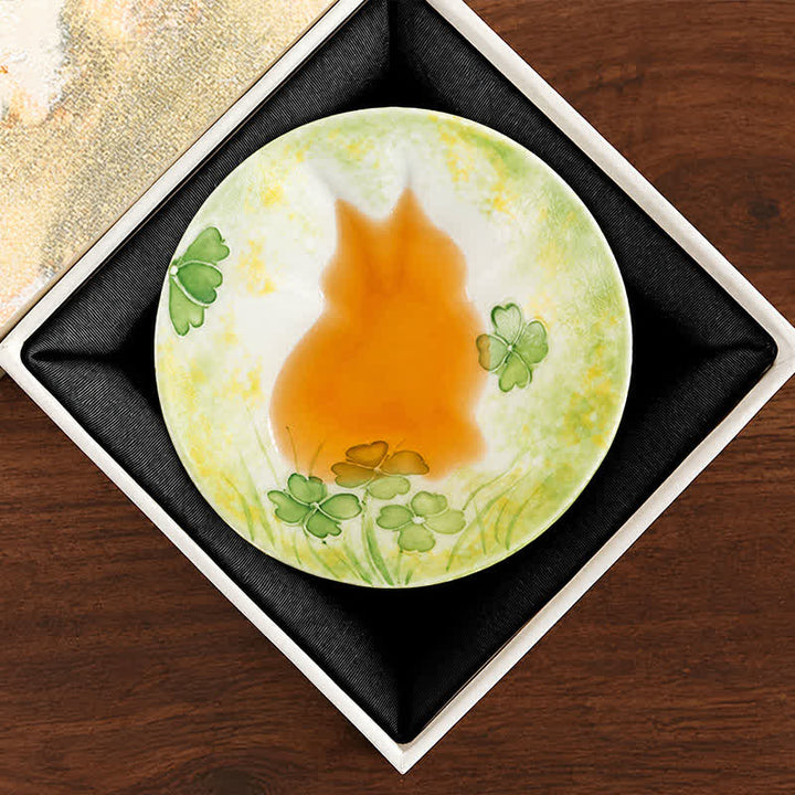 Buddha Stones Hand-Painted Cat Pattern Floral Ceramic Tea Cup 30 ml - Four-Leaf Clover & Spring Fortune(Gift Box) - Approx. 30 ml - image 28