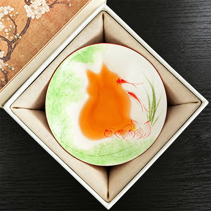 Buddha Stones Hand-Painted Cat Pattern Floral Ceramic Tea Cup 30 ml - Lotus & Fish in Serene Joy(Gift Box) - Approx. 30 ml - image 34