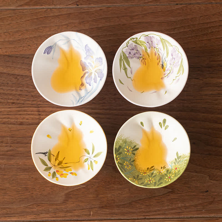 Buddha Stones Hand-Painted Cat Pattern Floral Ceramic Tea Cup 30 ml - image 0