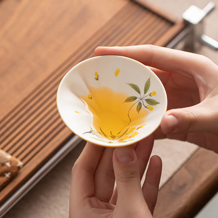 Buddha Stones Hand-Painted Cat Pattern Floral Ceramic Tea Cup 30 ml - image 5