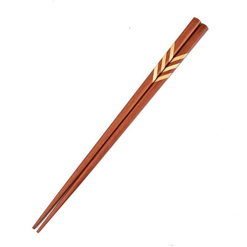Buddha Stones Red Sandalwood Grounding Striped Design Chopsticks - 3 Pairs - image 1