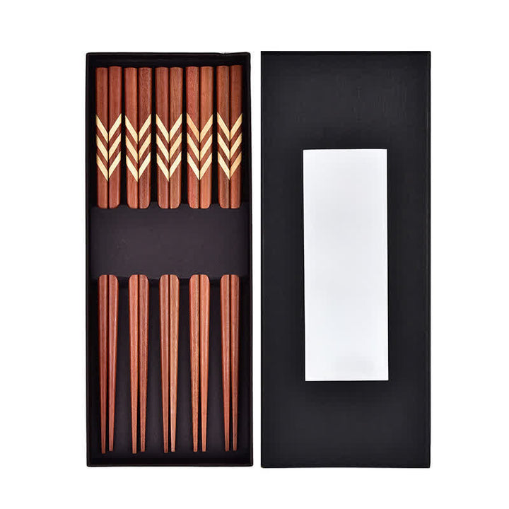 Buddha Stones Red Sandalwood Grounding Striped Design Chopsticks - image 12