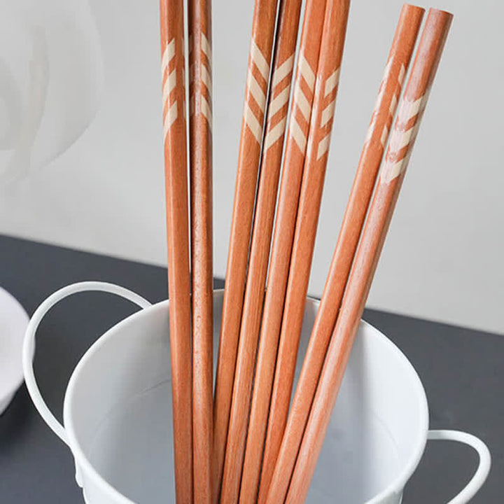 Buddha Stones Red Sandalwood Grounding Striped Design Chopsticks - image 6
