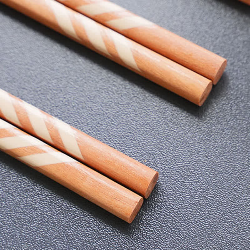 Buddha Stones Red Sandalwood Grounding Striped Design Chopsticks - image 8