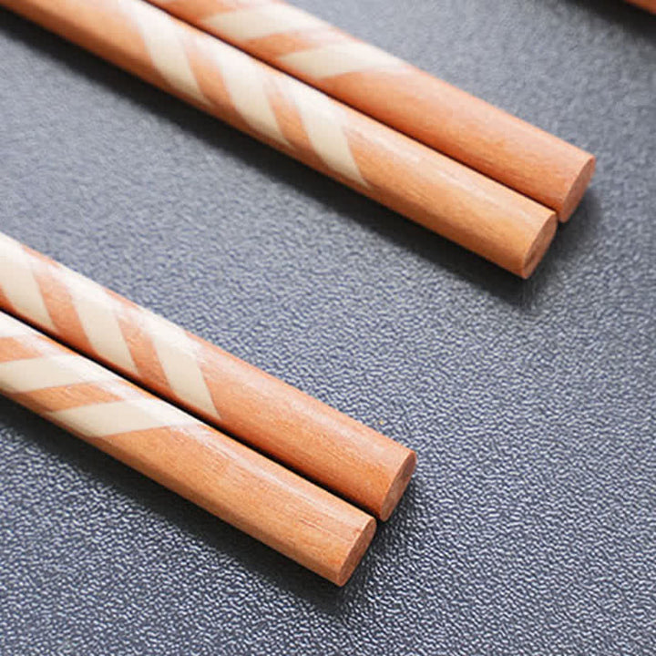 Buddha Stones Red Sandalwood Grounding Striped Design Chopsticks - image 8