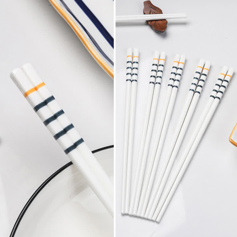 Buddha Stones White Ceramic Wave Striped Orchid Grass Pattern Minimalist Japanese Chopsticks - image 3