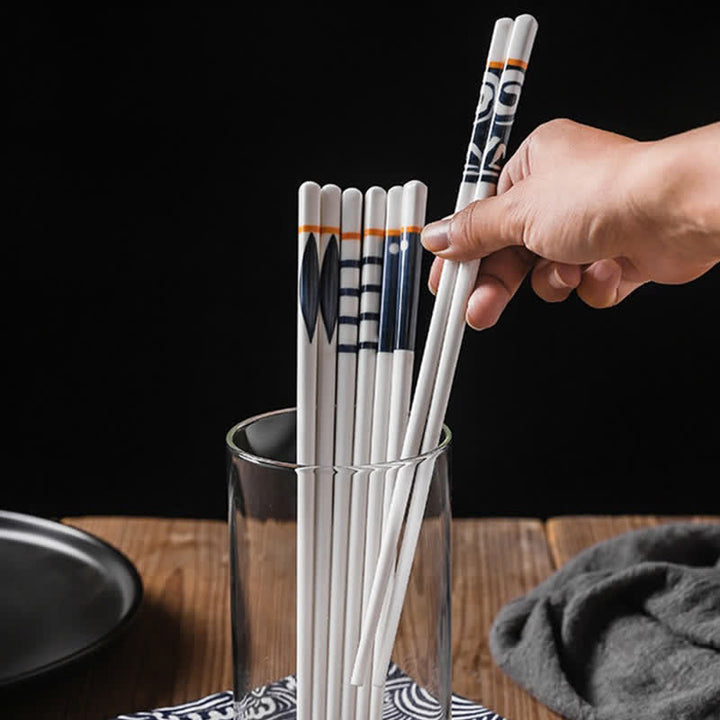 Buddha Stones White Ceramic Wave Striped Orchid Grass Pattern Minimalist Japanese Chopsticks - image 18