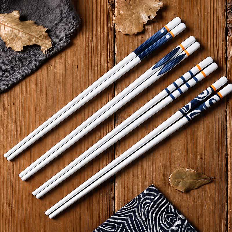 Buddha Stones White Ceramic Wave Striped Orchid Grass Pattern Minimalist Japanese Chopsticks - image 14