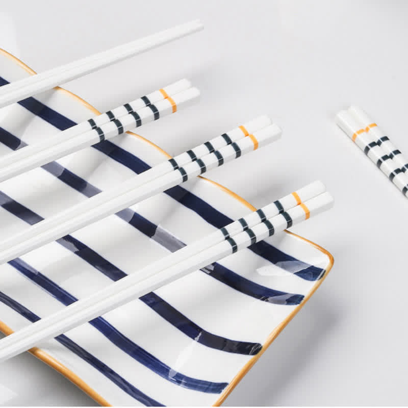 Buddha Stones White Ceramic Wave Striped Orchid Grass Pattern Minimalist Japanese Chopsticks - image 4