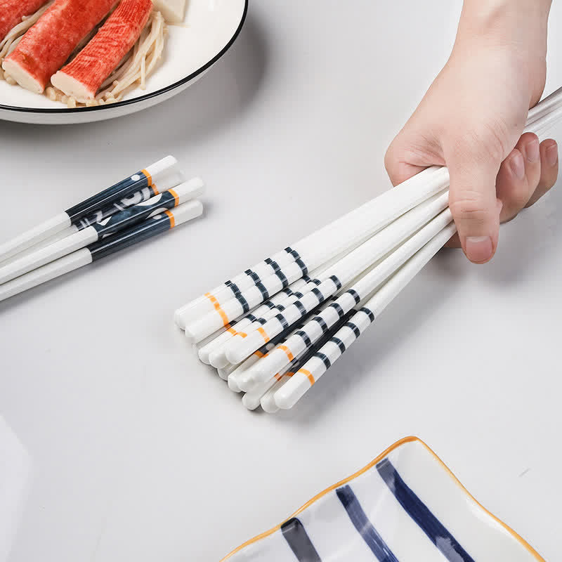 Buddha Stones White Ceramic Wave Striped Orchid Grass Pattern Minimalist Japanese Chopsticks - image 20