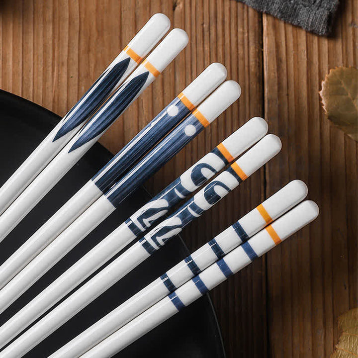 Buddha Stones White Ceramic Wave Striped Orchid Grass Pattern Minimalist Japanese Chopsticks - image 24