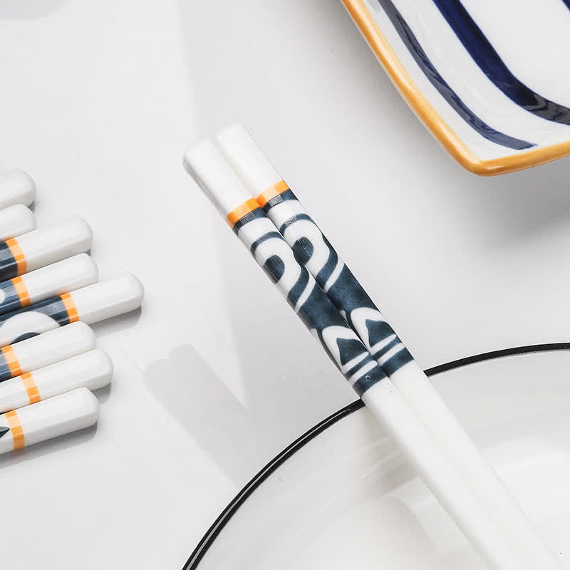 Buddha Stones White Ceramic Wave Striped Orchid Grass Pattern Minimalist Japanese Chopsticks - image 6