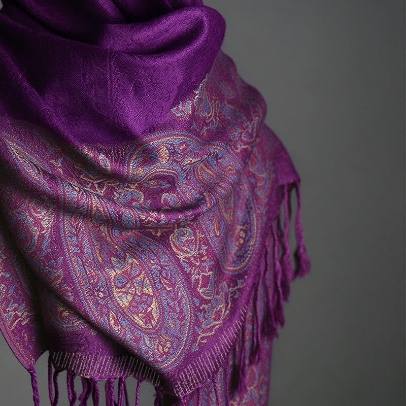 Buddha Stones Spring Fall Paisley Tassel Elegant Women's Scarf - image 3