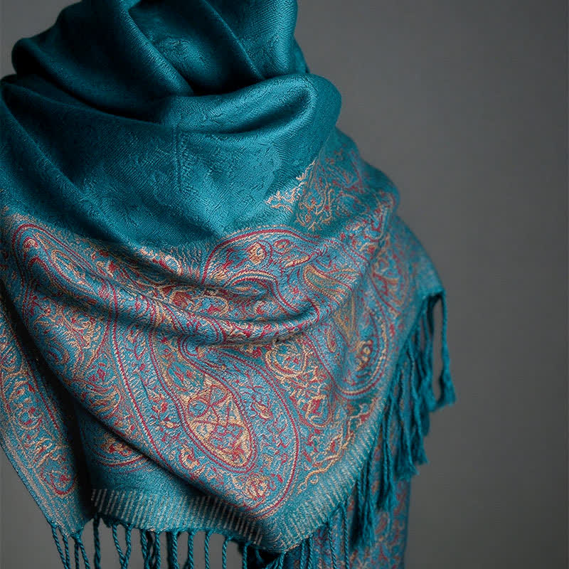 Buddha Stones Spring Fall Paisley Tassel Elegant Women's Scarf - image 9