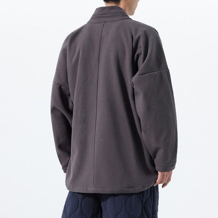 Buddha Stones Fall Winter Tang Style Minimalist Drawstring Solid Thickened Men's Kimono - image 24