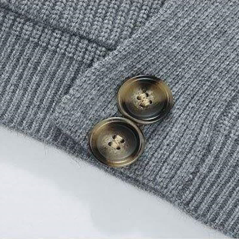 Buddha Stones Fall Winter Casual Button-Up Solid Knit Cardigan Men's Knitwear With Pockets - image 9