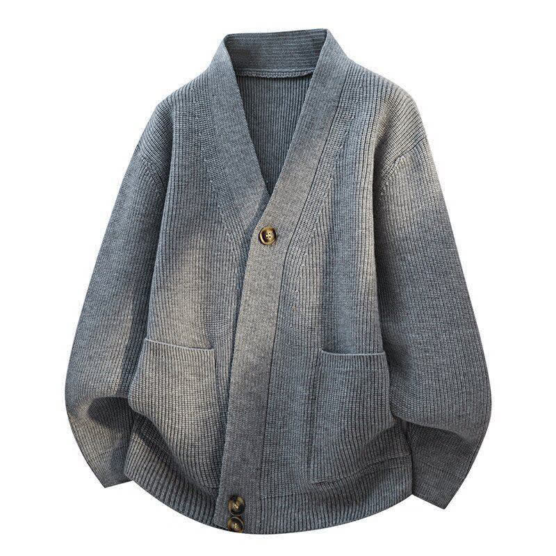 Buddha Stones Fall Winter Casual Button-Up Solid Knit Cardigan Men's Knitwear With Pockets - DimGray - US/UK/AU42，EU52 (3XL) - image 2