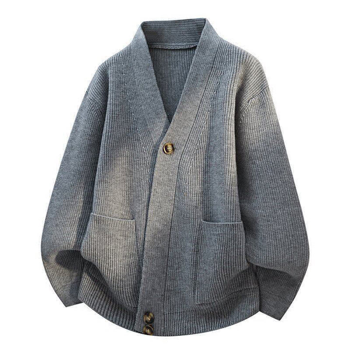 Buddha Stones Fall Winter Casual Button-Up Solid Knit Cardigan Men's Knitwear With Pockets - DimGray - US/UK/AU42，EU52 (3XL) - image 2