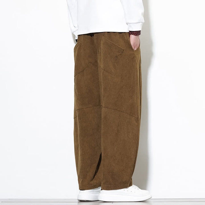 Buddha Stones Fall Classic Simple Drawstring Solid Ankle Pants Corduroy Men's Tapered Pants With Pocket - image 4