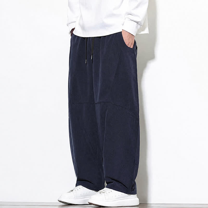 Buddha Stones Fall Classic Simple Drawstring Solid Ankle Pants Corduroy Men's Tapered Pants With Pocket - image 18