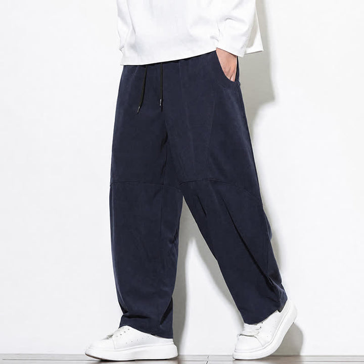 Buddha Stones Fall Classic Simple Drawstring Solid Ankle Pants Corduroy Men's Tapered Pants With Pocket - image 19