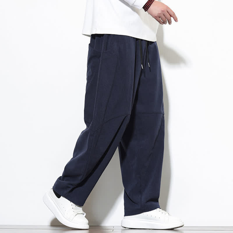 Buddha Stones Fall Classic Simple Drawstring Solid Ankle Pants Corduroy Men's Tapered Pants With Pocket - image 23
