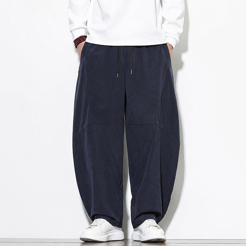 Buddha Stones Fall Classic Simple Drawstring Solid Ankle Pants Corduroy Men's Tapered Pants With Pocket - MidnightBlue - US/UK/AU46，EU56 (5XL) - image 16