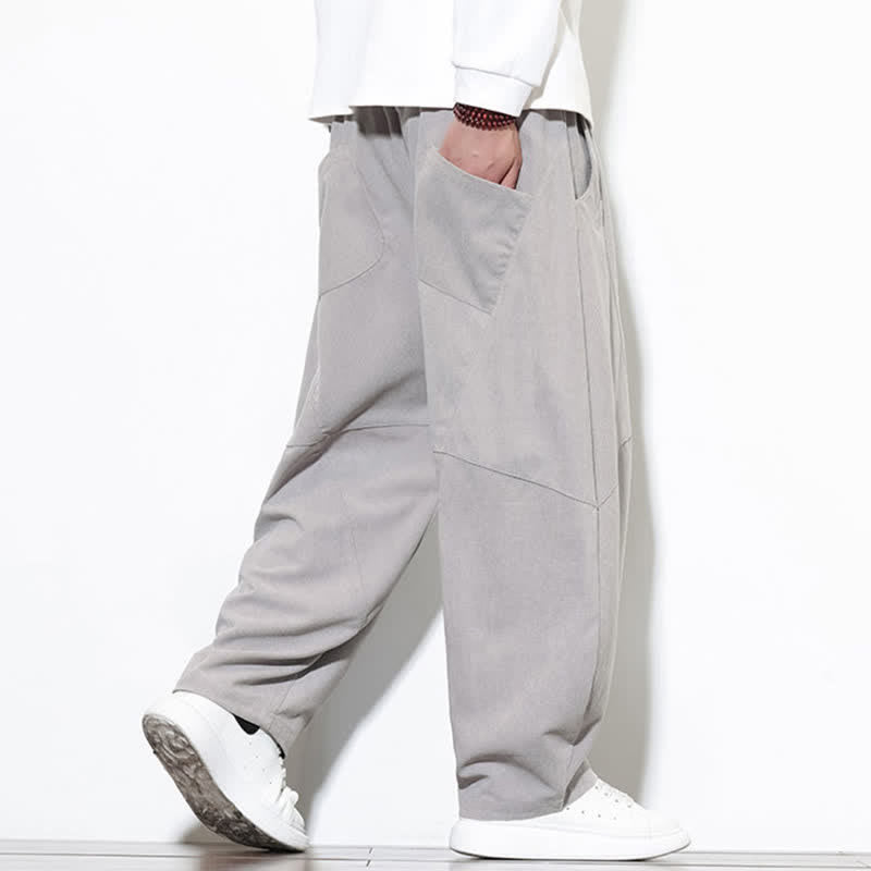Buddha Stones Fall Classic Simple Drawstring Solid Ankle Pants Corduroy Men's Tapered Pants With Pocket - image 26