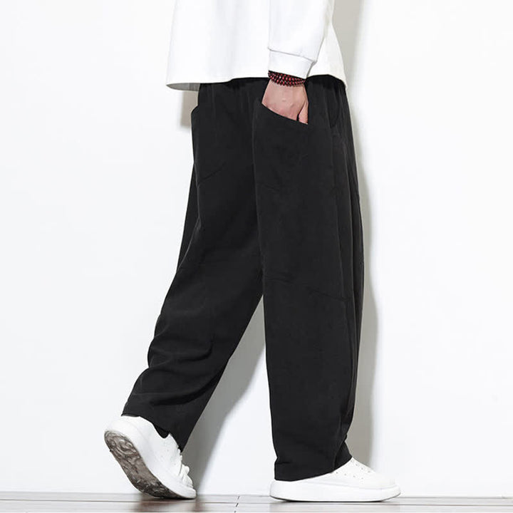 Buddha Stones Fall Classic Simple Drawstring Solid Ankle Pants Corduroy Men's Tapered Pants With Pocket - image 11