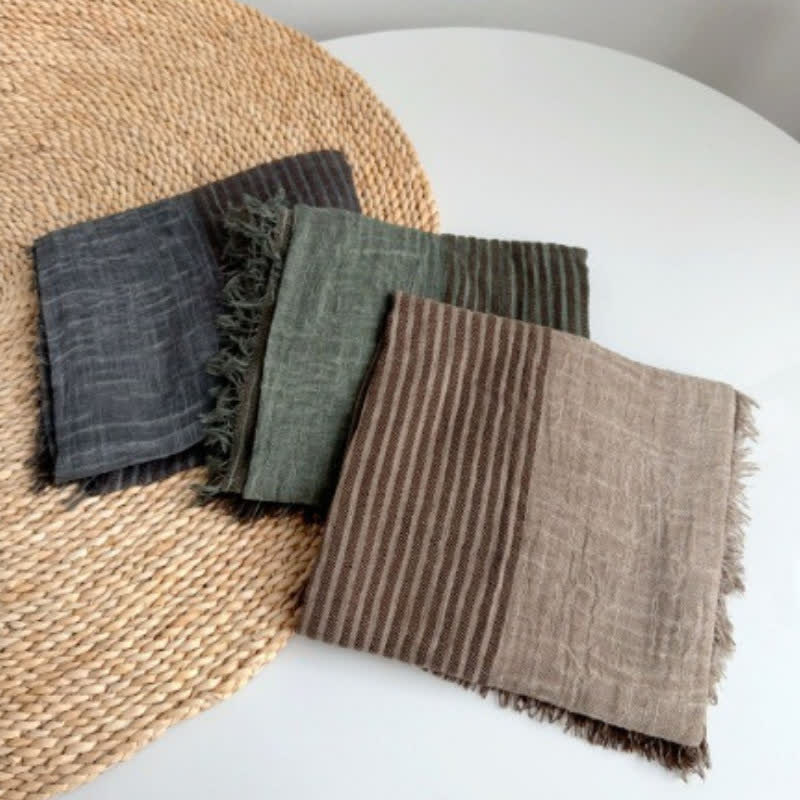 Buddha Stones Fall Winter Vertical Stripes Tassel Textured Women's Scarf - image 18
