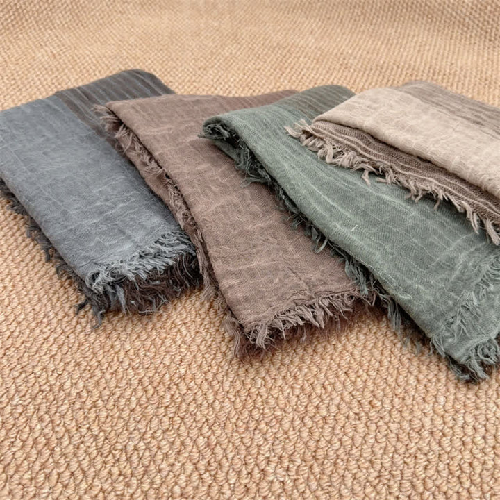 Buddha Stones Fall Winter Vertical Stripes Tassel Textured Women's Scarf - image 17
