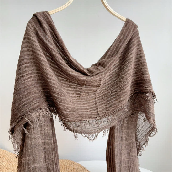 Buddha Stones Fall Winter Vertical Stripes Tassel Textured Women's Scarf - image 13
